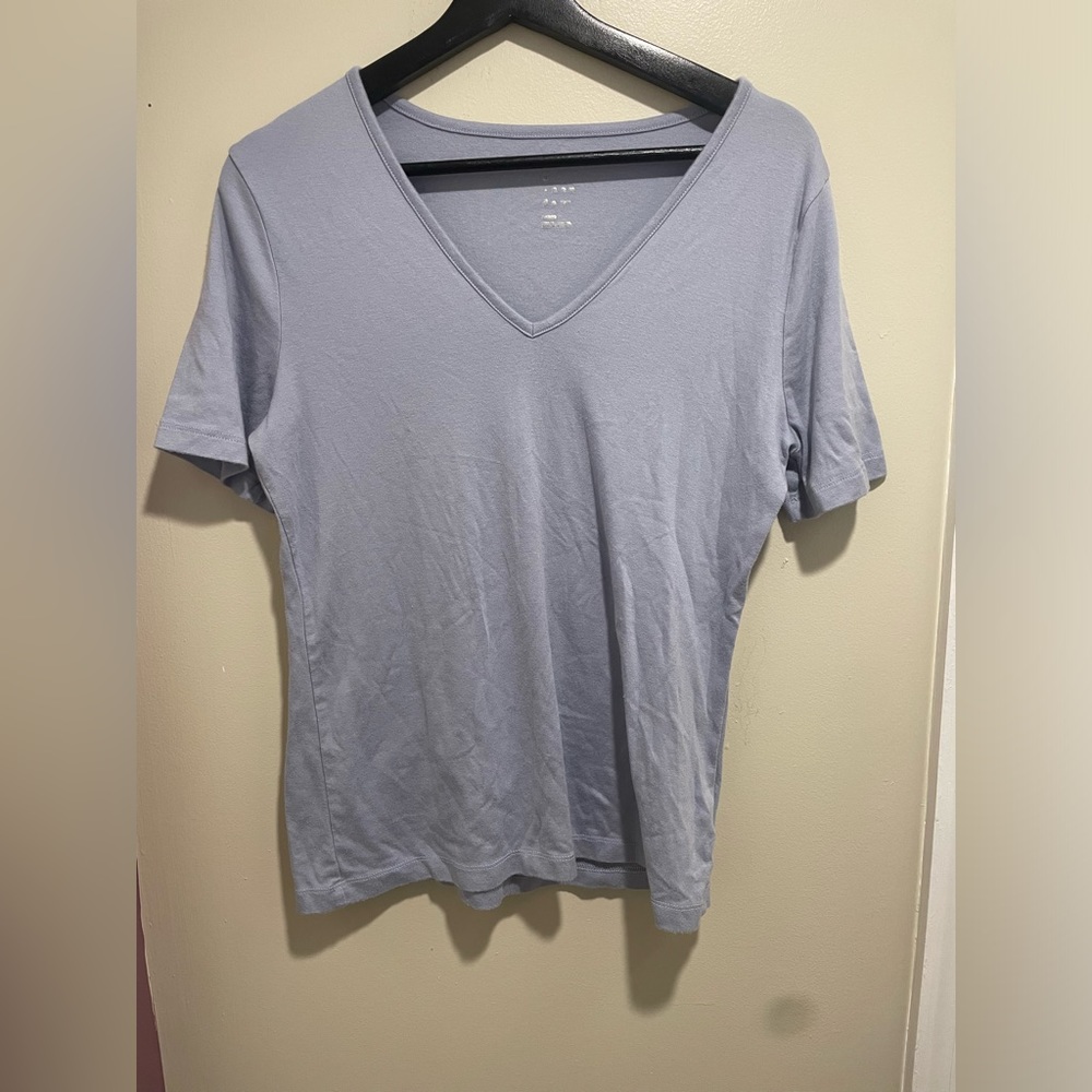 a new day Light Blue V-neck T-shirt